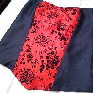Red w Black Velvet Flowers handmade Corset pretty